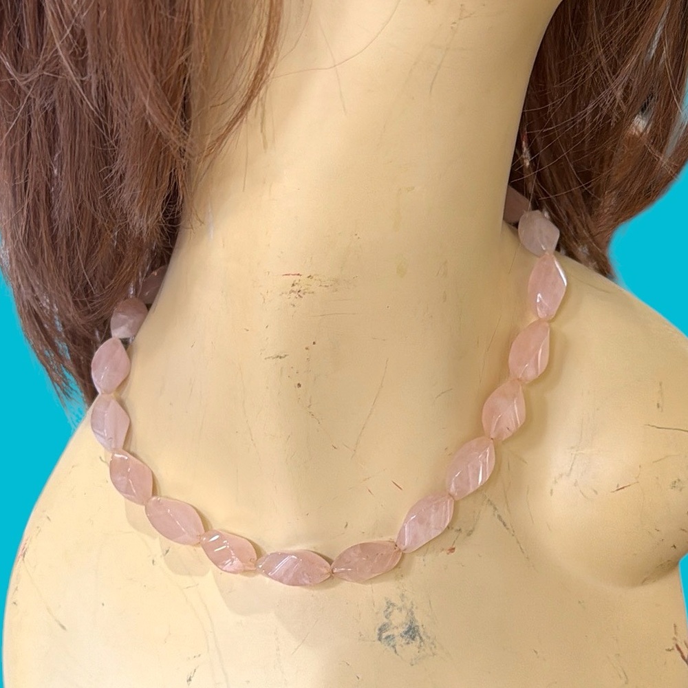 PINK QUARTZ 17 inch NECKLACE‎ CHOKER LENGTH